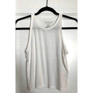 American Eagle High Neck White Crop Tank